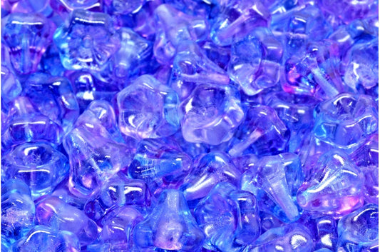 フラワーベルビーズ、クリスタルブルーバイオレット（00030-48002）、ガラス、チェコ共和国