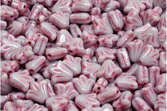 ユリの花ビーズ、26160 ピンクライン（26160-54321）、ガラス、チェコ共和国