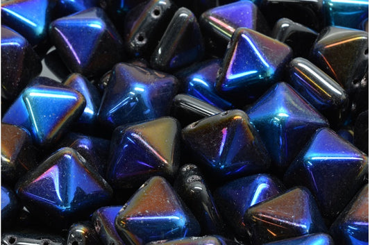 Pyramiden-Ohrsteckerperlen, Schwarz 29901 (23980-29901), Glas, Tschechische Republik