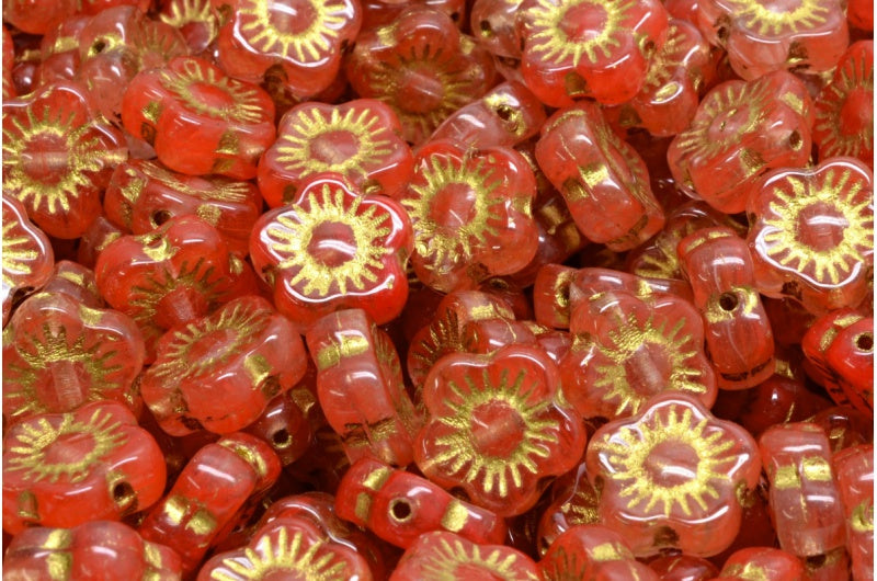 日落花珠，R0932 镀金 (R0932-54302)，玻璃，捷克共和国
