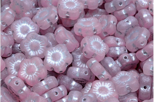 Sunset Flower Beads, R0731 Matte Silver Lined (R0731-84100-54301), Glass, Czech Republic