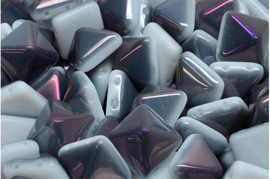 Pyramid Stud Beads, White 23001 (02010-23001), Glass, Czech Republic