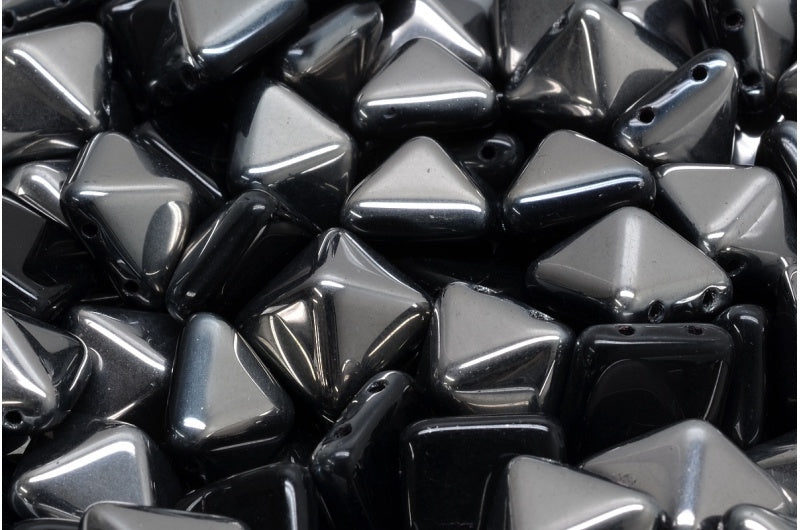 Pyramid Stud Beads, Black Chrom (23980-27401), Glass, Czech Republic