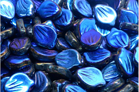 牡丹花瓣珠，黑色 22203 (23980-22203)，玻璃，捷克共和国