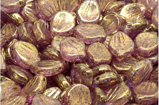 牡丹花瓣珠，R0032 赤土紫 (R0032-15496)，玻璃，捷克共和国
