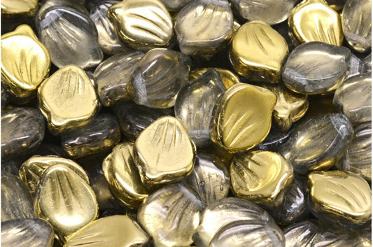 Pfingstrosenblütenperlen, R0032 Gold (R0032-26441), Glas, Tschechische Republik
