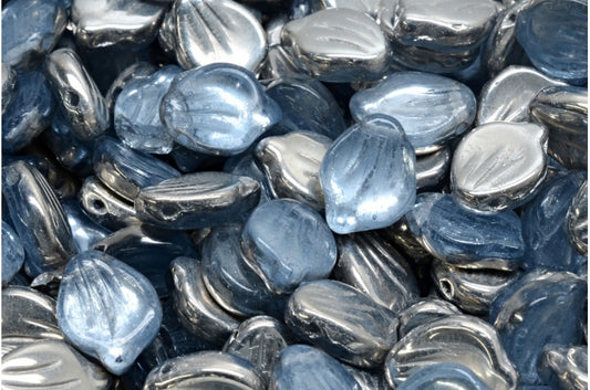 牡丹花瓣珠，R0032 水晶银半涂层 (R0032-27001)，玻璃，捷克共和国