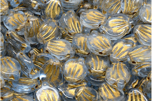 Pfingstrosenblütenperlen, R0032 Gold gefüttert (R0032-54302), Glas, Tschechische Republik