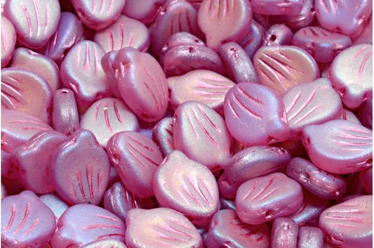 Peony Petal Beads, R0032 Matte Ab Full (2X Side) Pink Lined (R0032-84100-28703-54321), Glass, Czech Republic