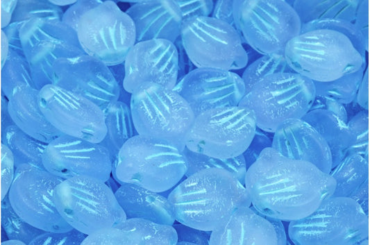 牡丹花瓣珠，R0032 哑光浅蓝色内衬 (R0032-84100-54308)，玻璃，捷克共和国