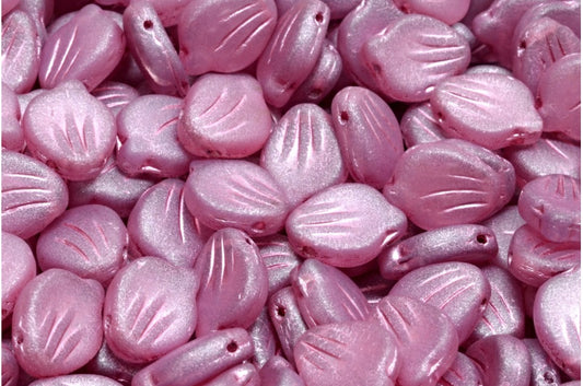 牡丹花瓣珠，R0032 哑光粉色内衬 (R0032-84100-54321)，玻璃，捷克共和国