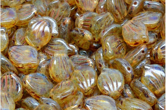 Peony Petal Beads, R0032 Travertin (R0032-86800), Glass, Czech Republic