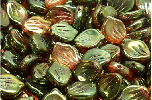 牡丹花瓣珠，R0239 亮红色全涂层 (R0239-14495)，玻璃，捷克共和国