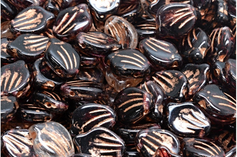 Peony Petal Beads, R0239 Copper Lined (R0239-54318), Glass, Czech Republic