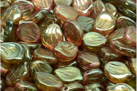 牡丹花瓣珠，R0505 亮红色全涂层 (R0505-14495)，玻璃，捷克共和国