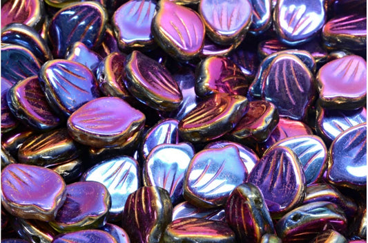牡丹花瓣珠，R0505 Sliperit 全（2X 面）(R0505-29503)，玻璃，捷克共和国