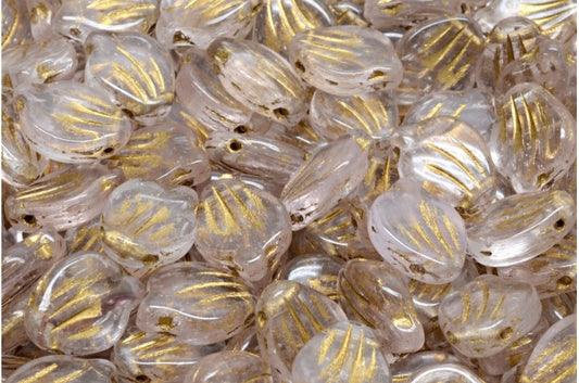 Peony Petal Beads, R0711 Gold Lined (R0711-54302), Glass, Czech Republic
