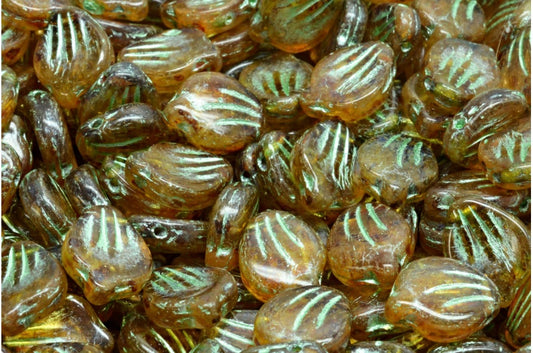 牡丹花瓣珠，R0711 Travertin 54322 (R0711-86800-54322)，玻璃，捷克共和国