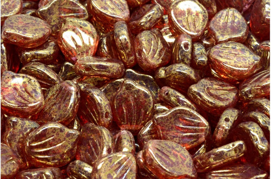 牡丹花瓣珠，R0908 赤土紫 (R0908-15496)，玻璃，捷克共和国