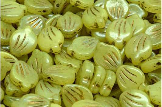 Pfingstrosenblütenperlen, mit Weißgold gefüttert 20011 (r0201-54302-20011), Glas, Tschechische Republik