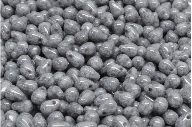 ドロップビーズ、ホワイトテラコッタ銅（02010-15435）、ガラス、チェコ共和国