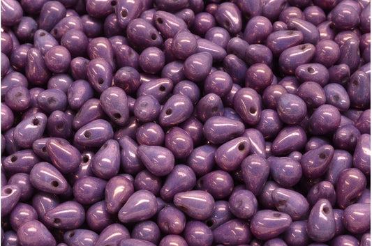 ドロップビーズ、白紫（02010-15726）、ガラス、チェコ共和国