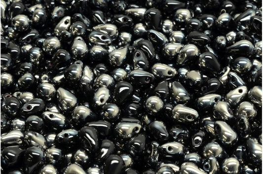 Drop Beads, Black Chrom (23980-27401), Glass, Czech Republic