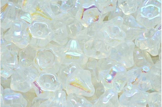 フラワーベルビーズ、クリスタルアブフル（2Xサイド）（00030-28703）、ガラス、チェコ共和国