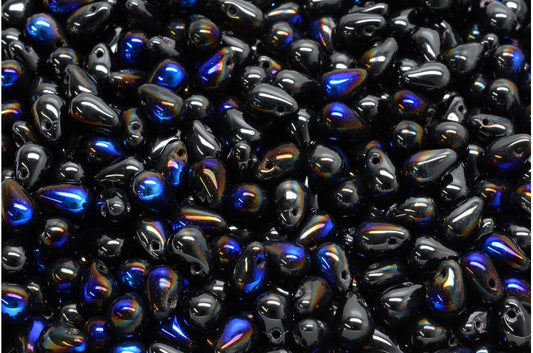 Drop Beads, Black 29901 (23980-29901), Glass, Czech Republic