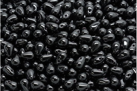 Drop Beads, Black (23980), Glass, Czech Republic