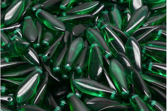 Dagger Beads, Transparent Green Emerald (50650), Glass, Czech Republic