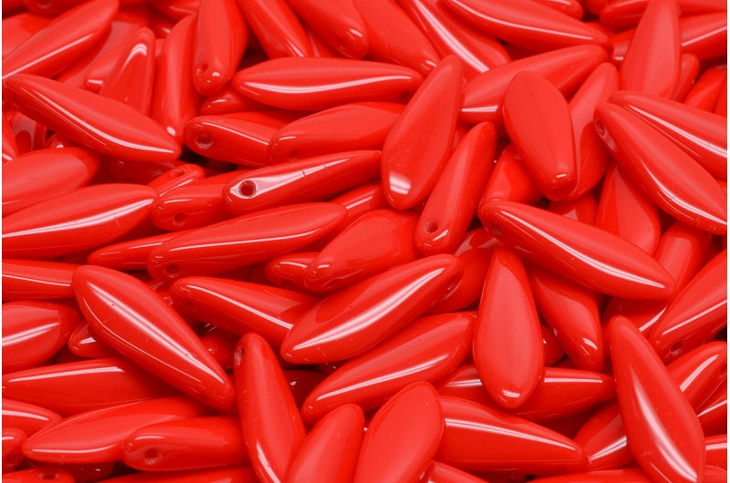 Dagger Beads, Opaque Red (93200), Glass, Czech Republic