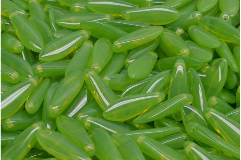 Dagger Beads, Opal Green (51000), Glass, Czech Republic