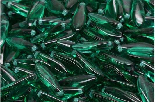 Dagger Beads, Transparent Green Emerald (50720), Glass, Czech Republic