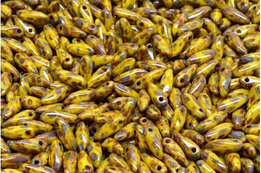 匕首珠，黄色石灰华 (83120-86800)，玻璃，捷克共和国