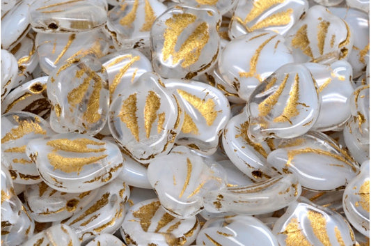 牡丹花瓣珠，白金内衬 (R0201-54302)，玻璃，捷克共和国