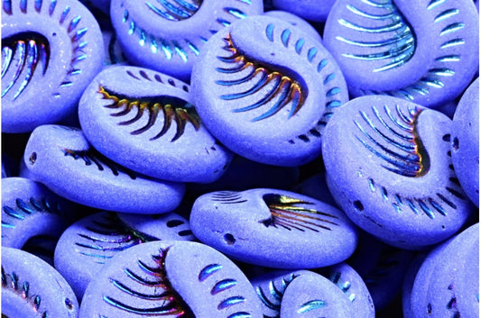 Fossil Coin Beads, Rich Blue 29903 Matte (33060-29903-84100), Glass, Czech Republic