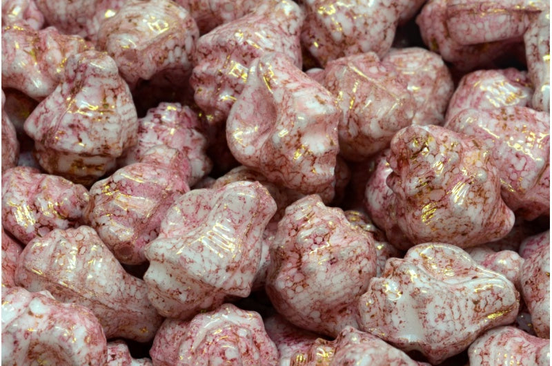 Murex Shell Beads, White Terracotta Violet (02010-15496), Glass, Czech Republic