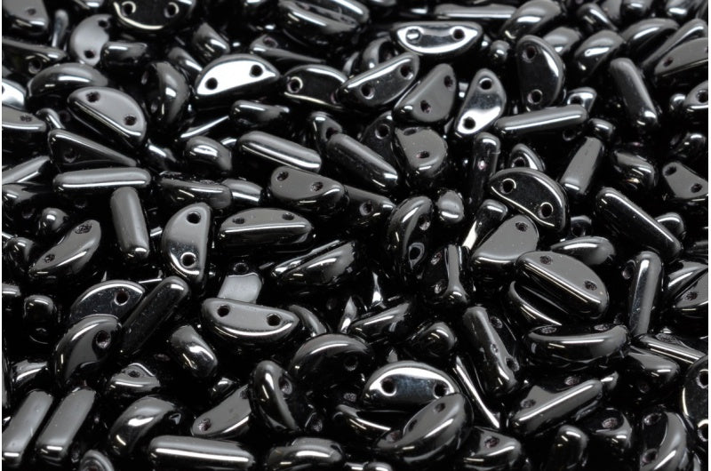 Half Moon Beads, Black (23980), Glass, Czech Republic