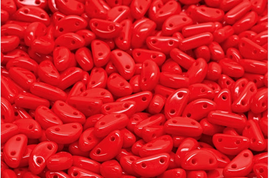 ハーフムーンビーズ、赤（93190）、ガラス、チェコ共和国