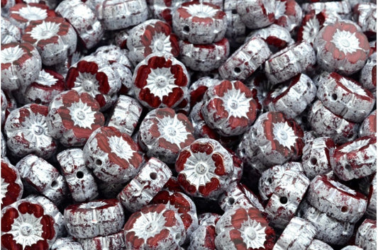 Table Cut Hawaii Flower Beads, (R2393 4301), Glass, Czech Republic