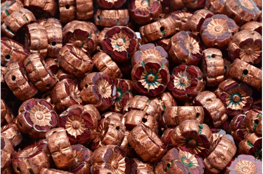 Table Cut Hawaii Flower Beads, (R2393 4319), Glass, Czech Republic