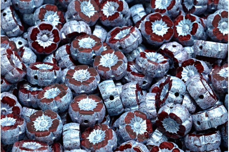 Table Cut Hawaii Flower Beads, (R2393 4323), Glass, Czech Republic