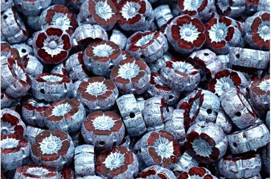 Table Cut Hawaii Flower Beads, (R2393 4323), Glass, Czech Republic
