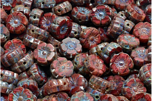 Table Cut Hawaii Flower Beads, R2393 Travertin (R2393 86800), Glass, Czech Republic