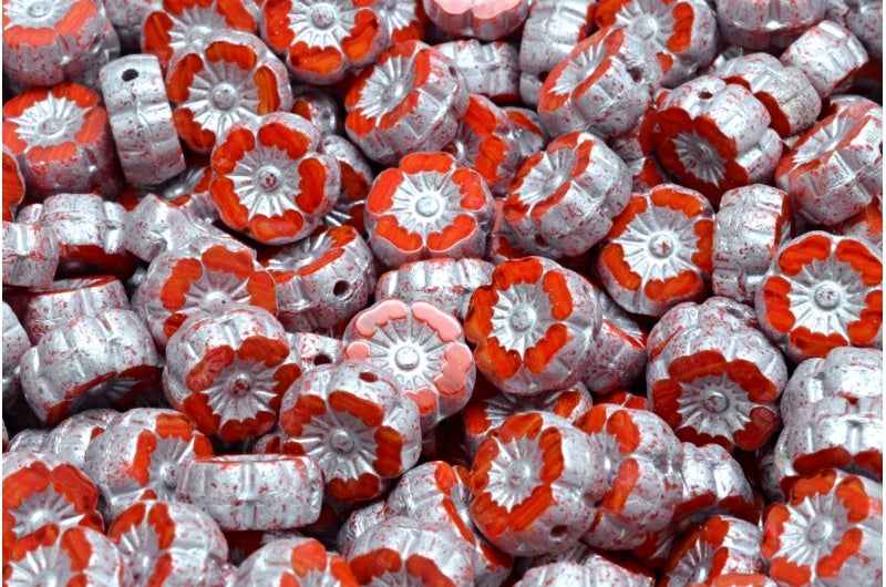 Table Cut Hawaii Flower Beads, (R9316 4301), Glass, Czech Republic