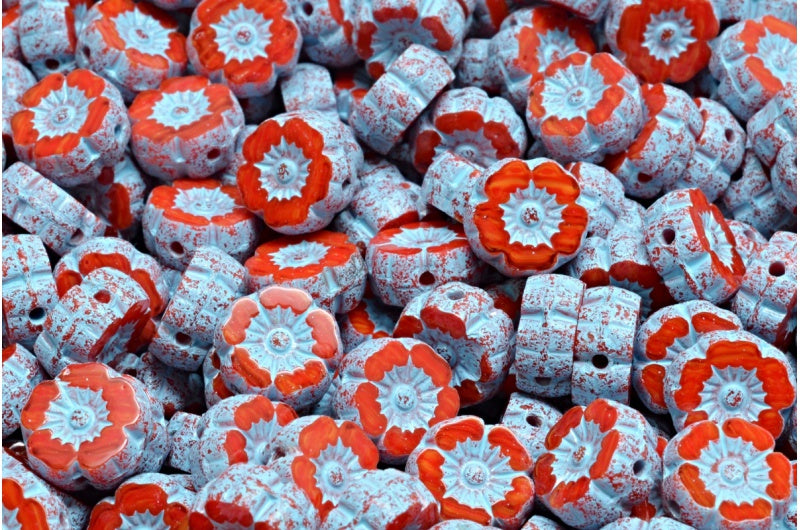 Table Cut Hawaii Flower Beads, (R9316 4308), Glass, Czech Republic