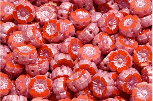 Table Cut Hawaii Flower Beads, (R9316 4321), Glass, Czech Republic