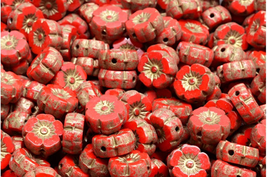 Table Cut Hawaii Flower Beads, (R9320 4302), Glass, Czech Republic