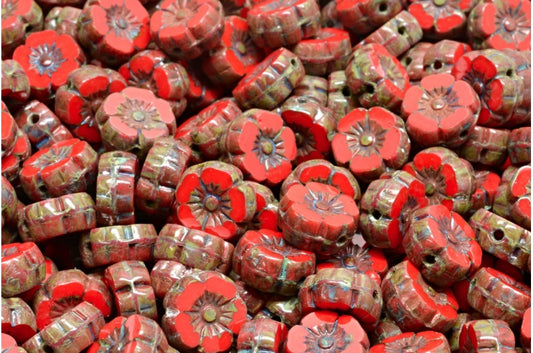 Table Cut Hawaii Flower Beads, R9320 Travertin (R9320 86800), Glass, Czech Republic